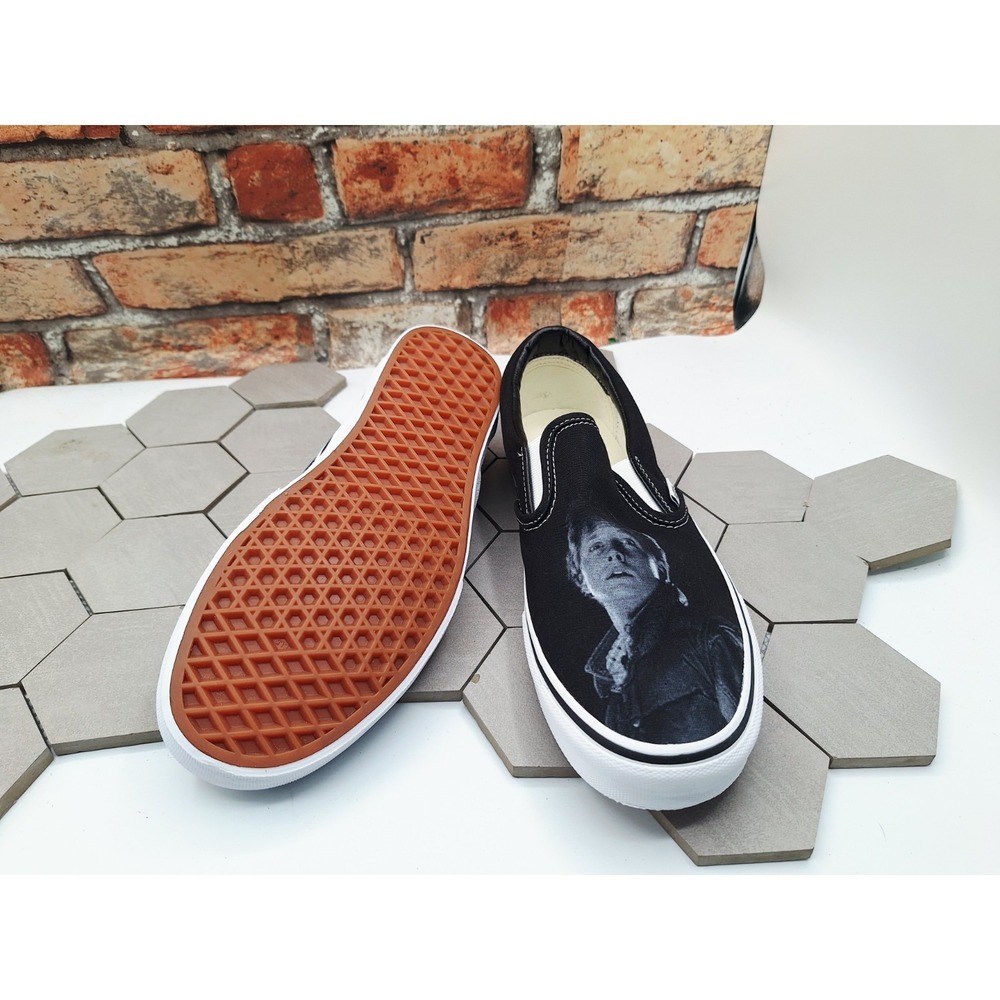 Vans Classic Slip-On Back To The Future Marty Doc Brown Shoes Men's Sz 9 Rare - Picture 5 of 8